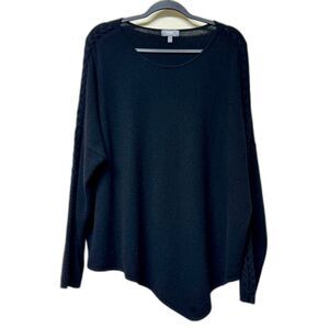 NEIMAN MARCUS 100% Cashmere Black Sweater Braid Detail, Sz XL